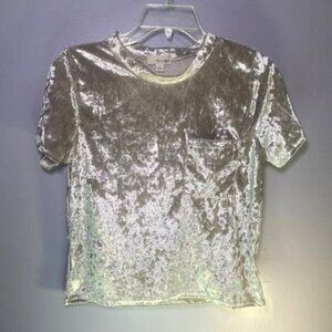 Crushed Velvet Short Sleeve Top With Pocket Celebration Holiday Party New Years